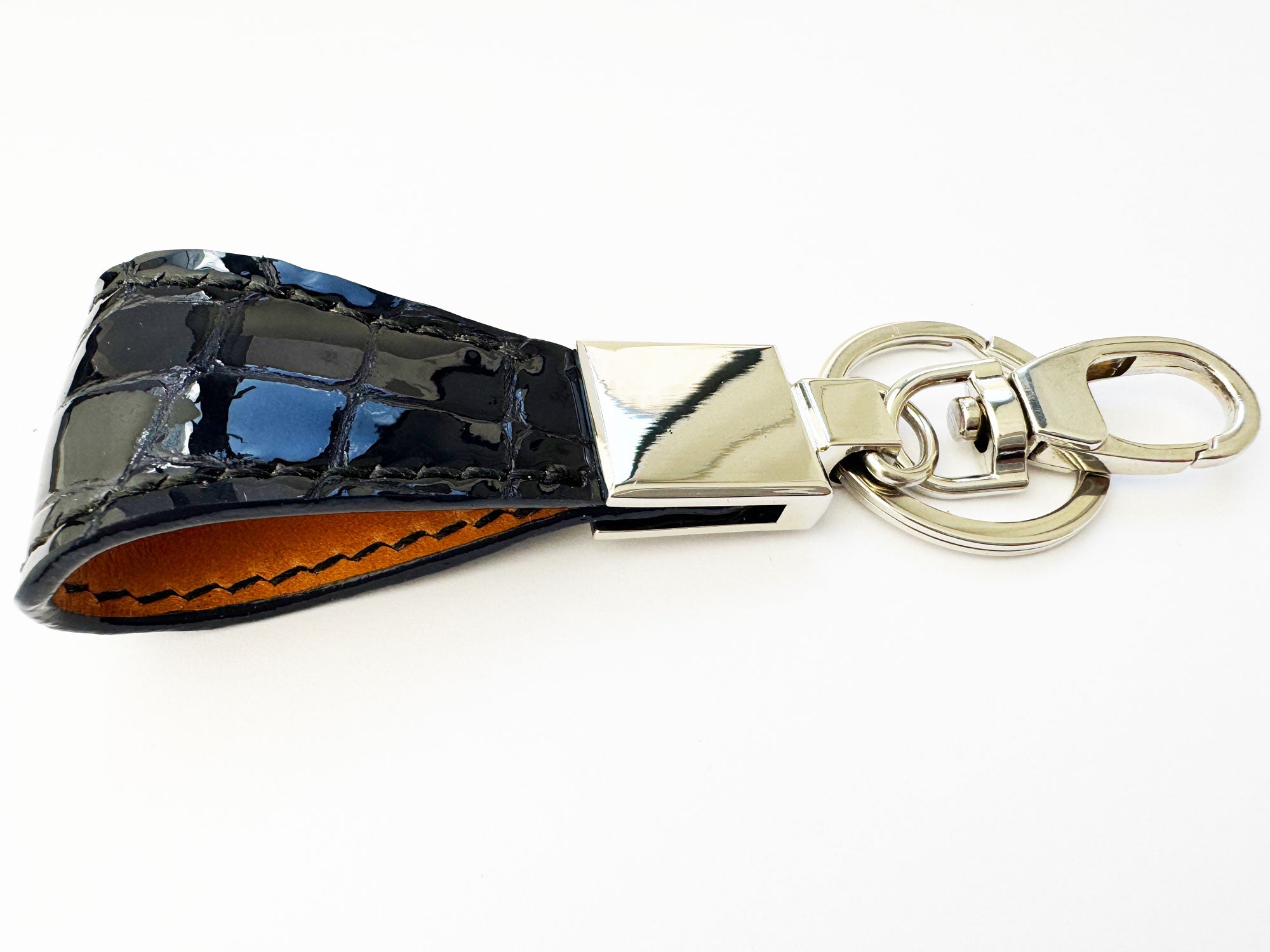 Handmade Italian Leather Keyring in Atlantic Storm | Luxury Gift for Men & Women