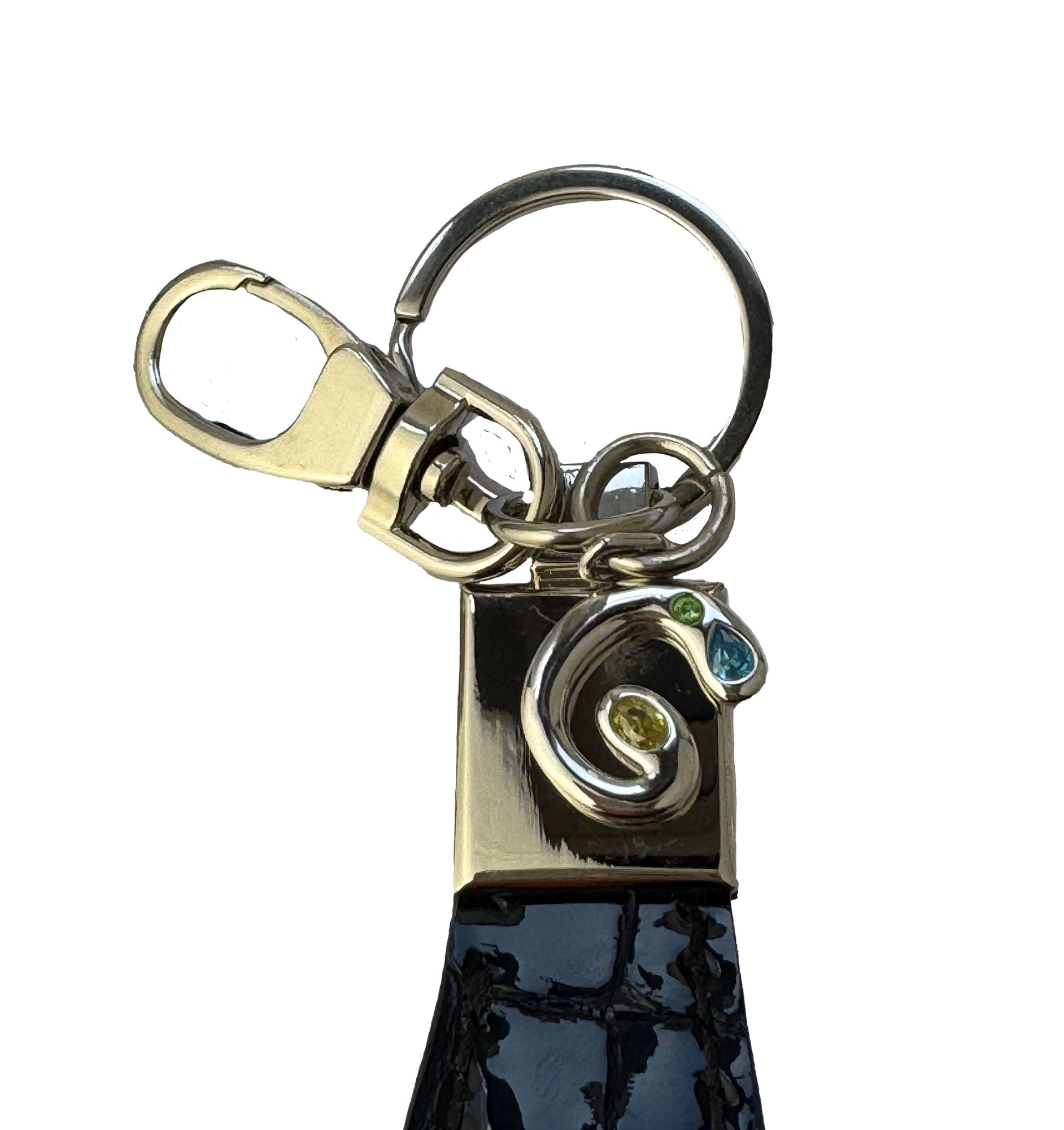 Handmade Italian Leather Keyring in Atlantic Storm | Luxury Gift for Men & Women