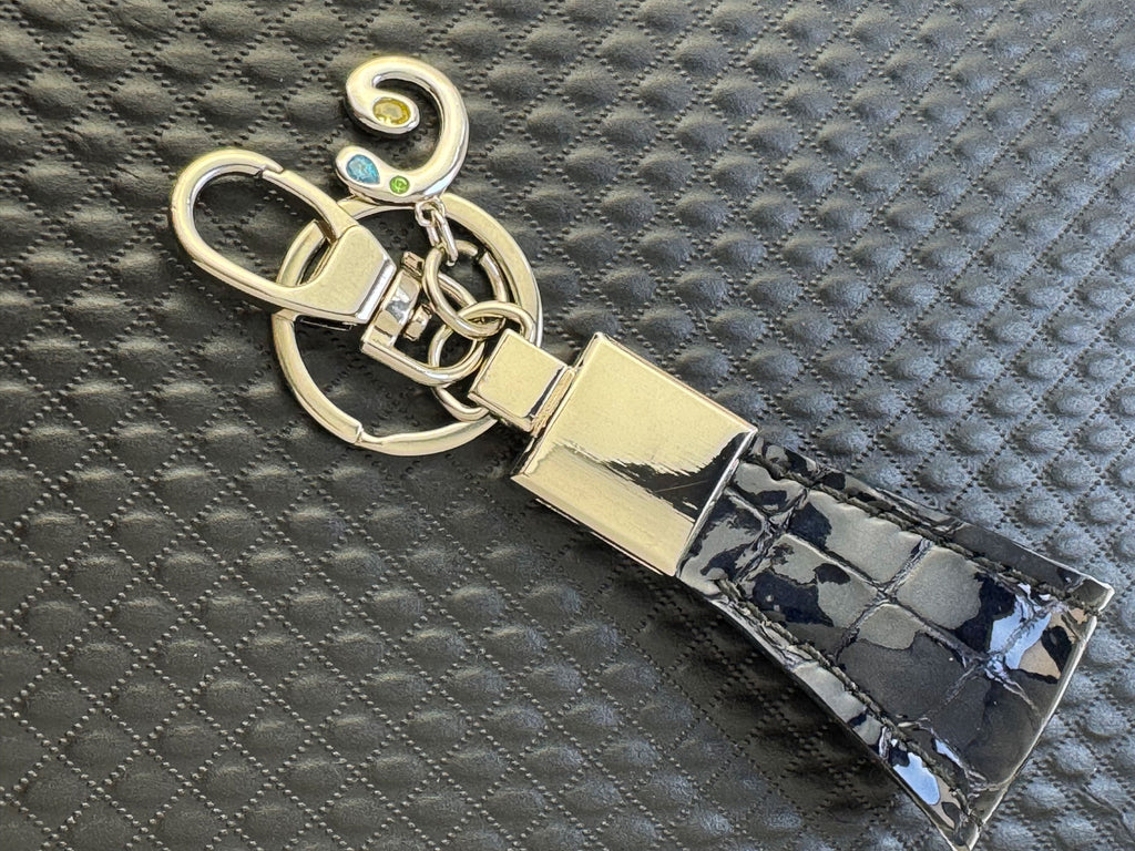 Handmade Italian Leather Keyring in Atlantic Storm | Luxury Gift for Men & Women