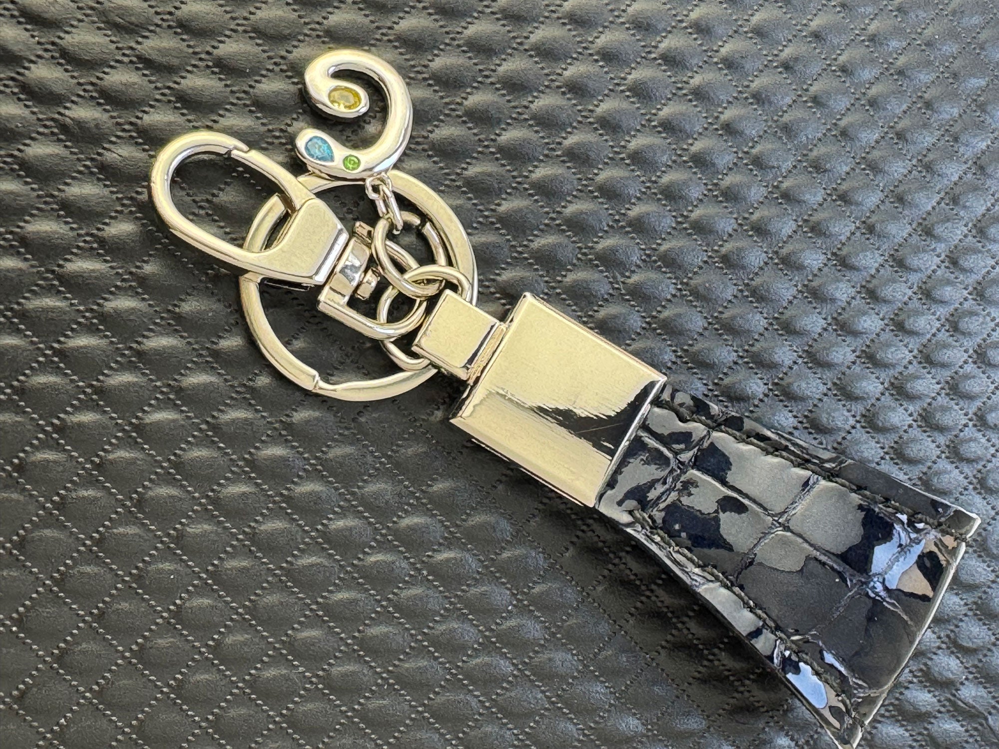 Handmade Italian Leather Keyring in Atlantic Storm | Luxury Gift for Men & Women