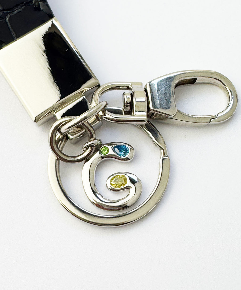Handmade Italian Leather Keyring in Atlantic Storm | Luxury Gift for Men & Women