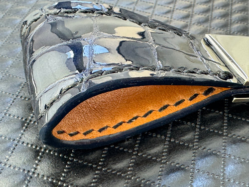 Handmade Italian Leather Keyring in Atlantic Storm | Luxury Gift for Men & Women